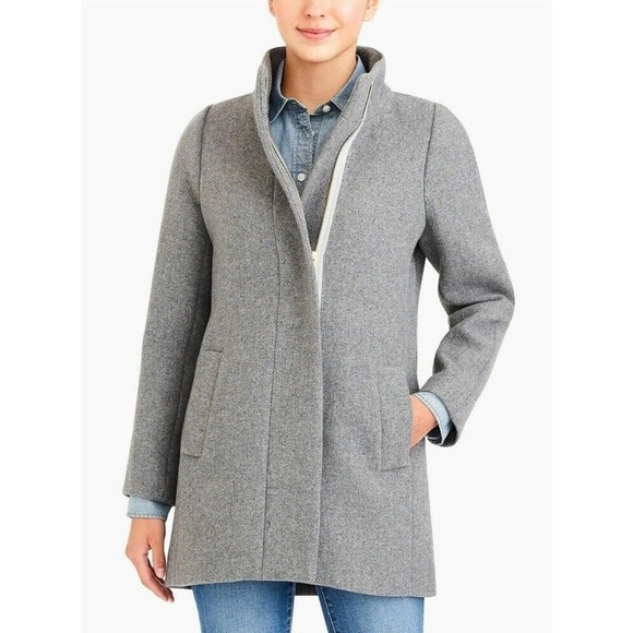 J. Crew City Coat Wool Blend Women Size 6 Heather Graphite Gray Winter Full Zip - Picture 1 of 16